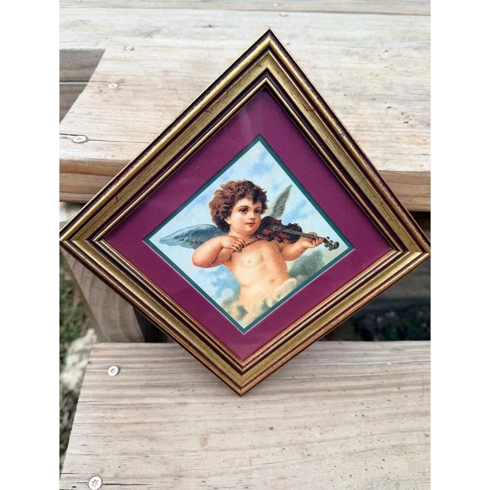 Vintage Cherub Framed Prints | Cottagecore Angel Wall Art, Set of 2